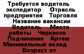 Требуется водитель - экспедитор  › Отрасль предприятия ­ Торговля  › Название вакансии ­ Водитель  › Место работы ­ Черкесск  › Подчинение ­ Артем › Минимальный оклад ­ 30 000 › Возраст от ­ 23 › Возраст до ­ 55 - Карачаево-Черкесская респ. Работа » Вакансии   